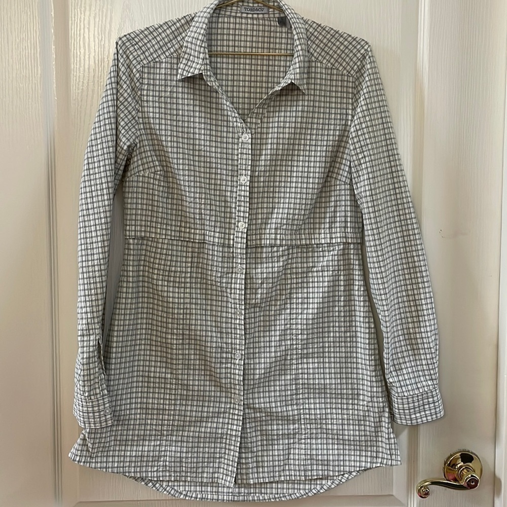Toad & Co Gray/White Checked Tunic  Size S